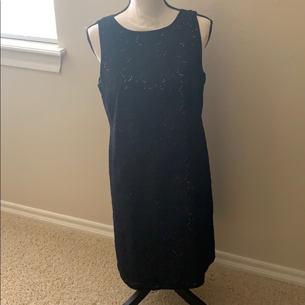 NWOT Sz 8 Eyelet LOFT Black/Tan Dress